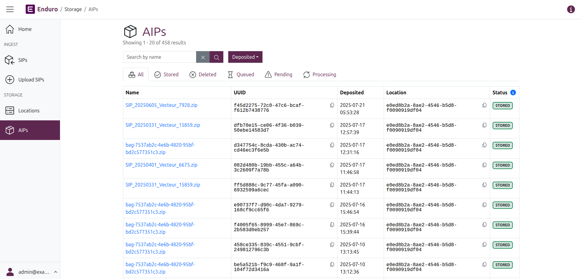 The AIP browse page in Enduro