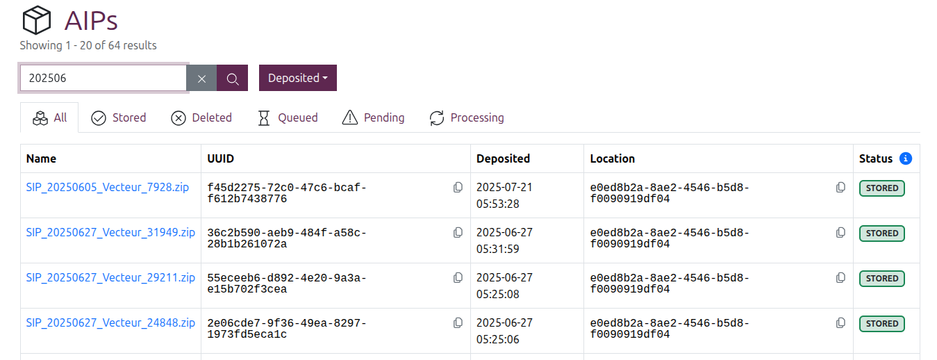 The AIP search box with a search term entered