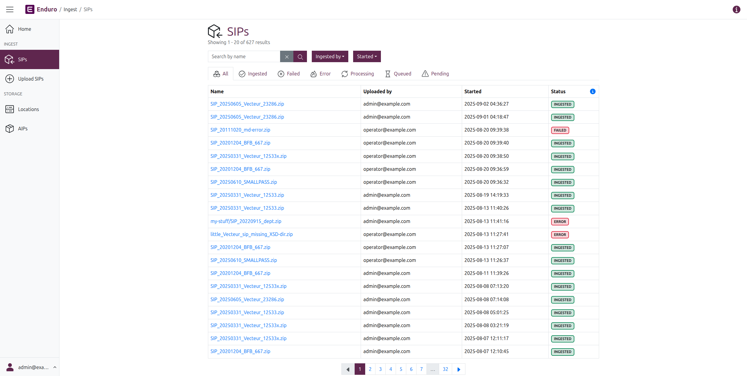 The SIP browse page